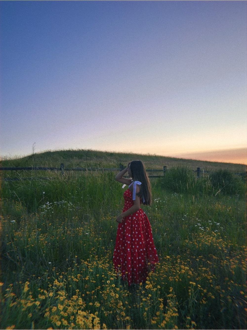 Red Polka Dot Midi Dress with Shoulder Tie